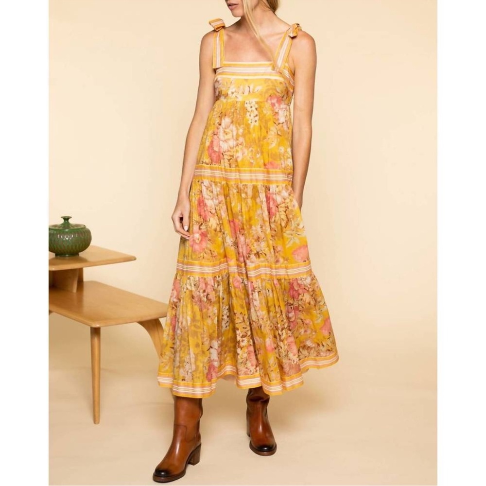 ZIMMERMANN | Pattie Tie Shoulder Dress in Mustard | US Sz 8
